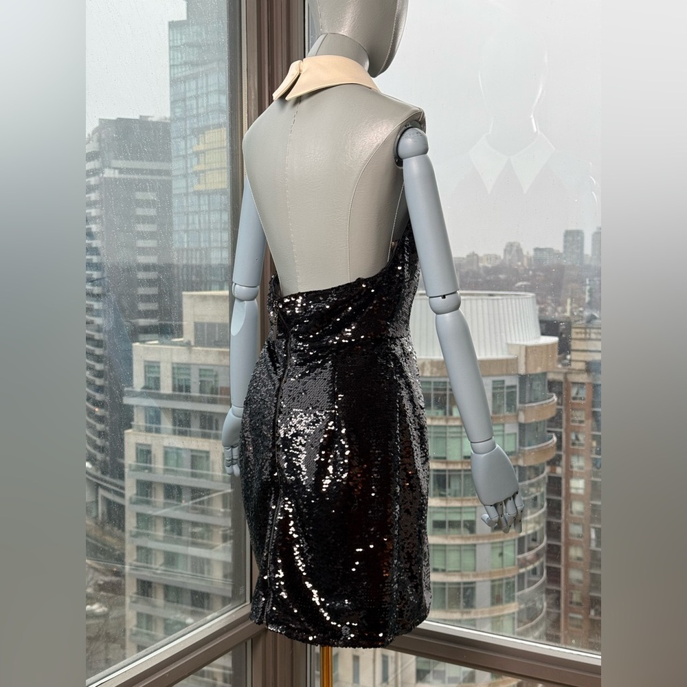 🆕 BRONX & BANCO 🧿 NWOT Wednesday Black Sequin Halterneck Mini Dress Sz M US 6 - Picture 13 of 16